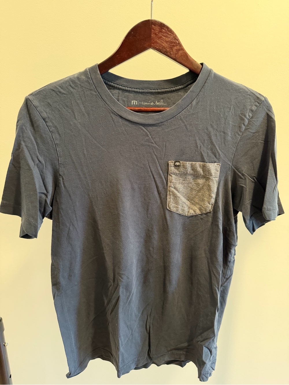 Travis Mathew Slate Blue Short Sleeve Tee with Heather Pocket